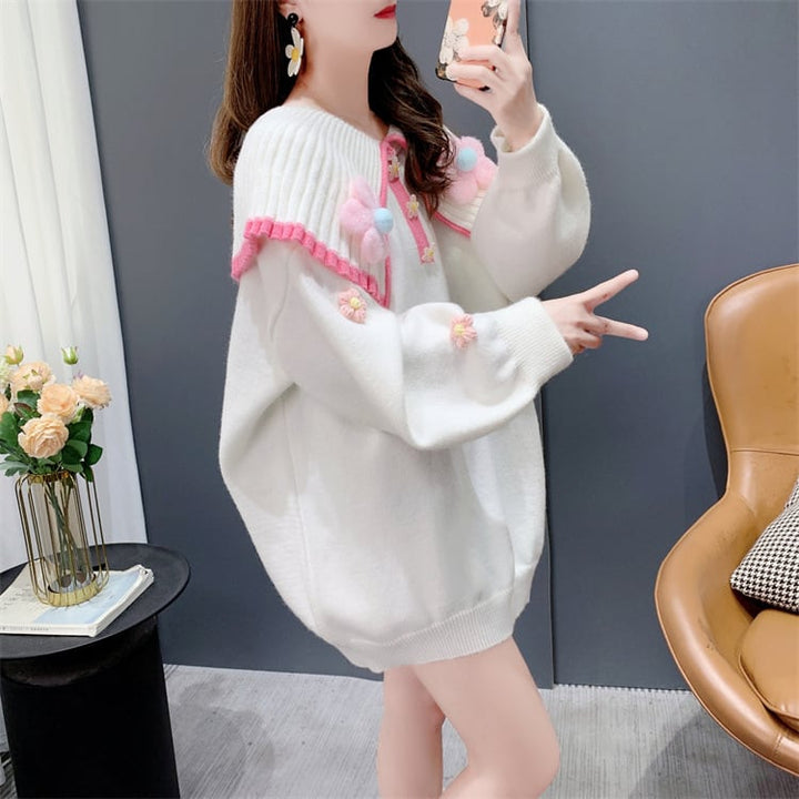 【tops】立体フラワーニットセーター　M28305