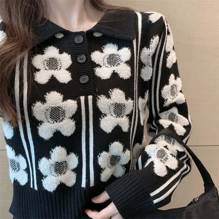 【tops】ジャカードニットセーター　M19032