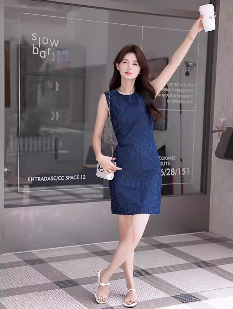 【dress】デニムベストワンピース Q8418