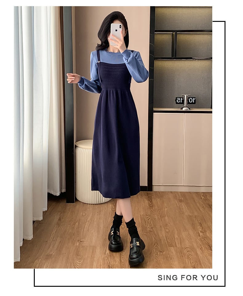 【dress】切り替えニットワンピース　M26645