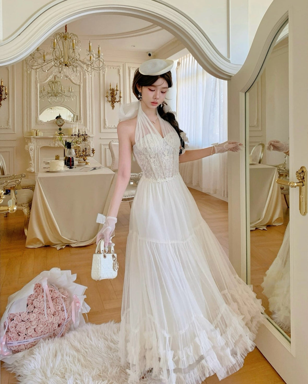 【dress】ホルターネックチュールワンピース　N3530