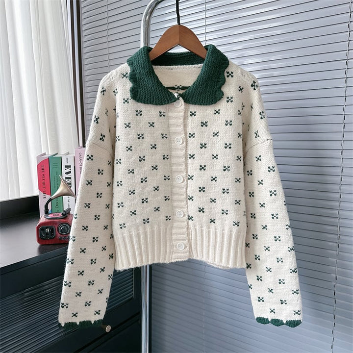 【outer】折り襟ニットカーデ　M27375