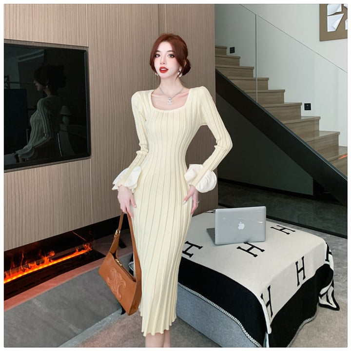 【dress】大人らしい エレガントニットワンピース　M17598