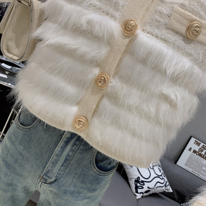 【outer】ファードッキングニットカーデ　M27607