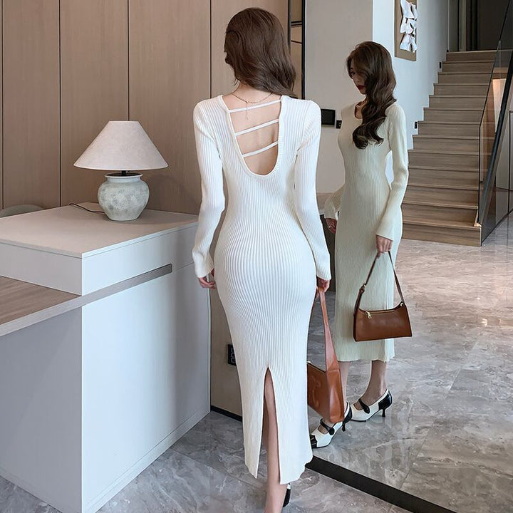 【dress】スリットニットワンピース　M18816