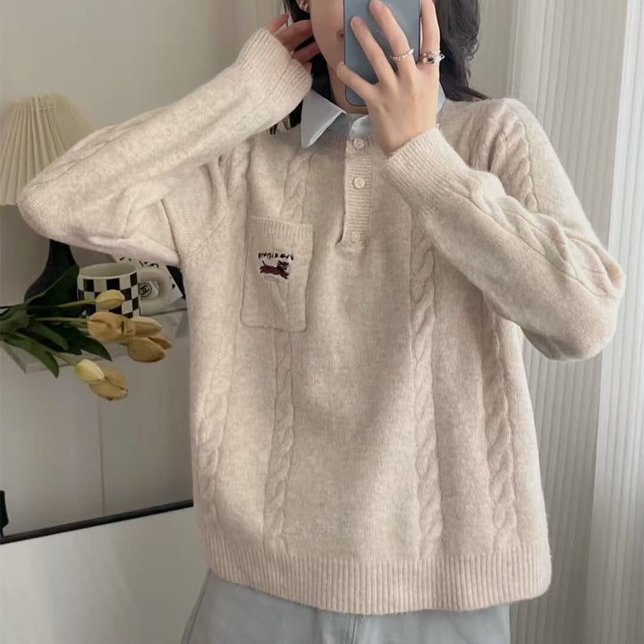 【tops】刺繍ニットセーター　M29046