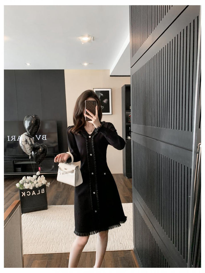【dress】Vネックニットワンピース　M25490
