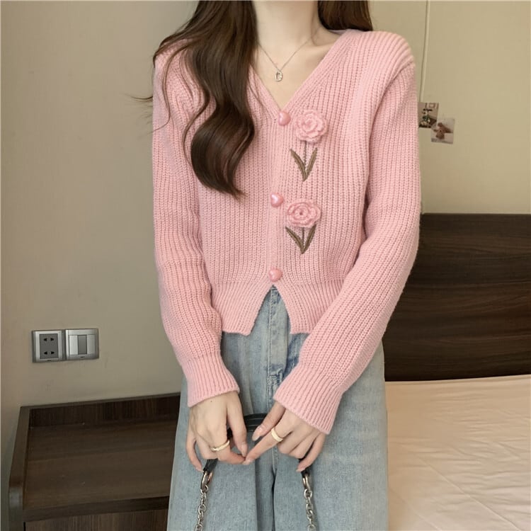 【outer】Vネックニットカーデ　M18128