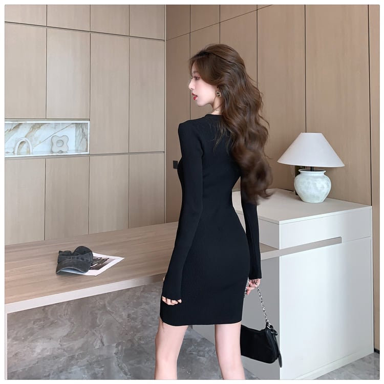【dress】ファスナーニットワンピース　M18187