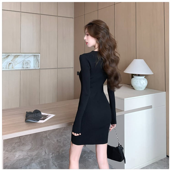 【dress】ファスナーニットワンピース　M18187