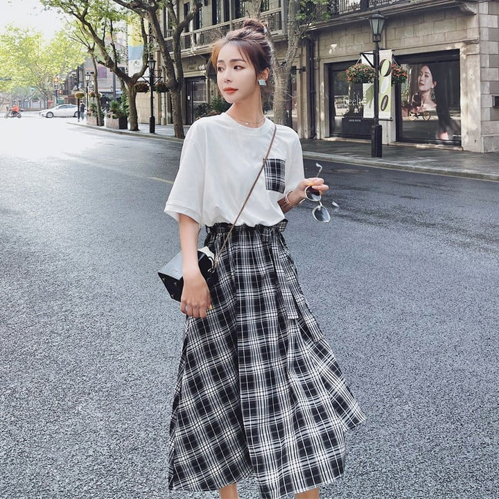 【dress】輝いて超人気 ! チェック柄切り替えワンピース　M16802