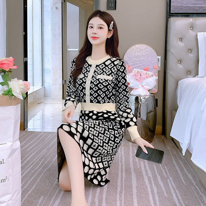 【dress】クルーネックニットワンピース　M18339