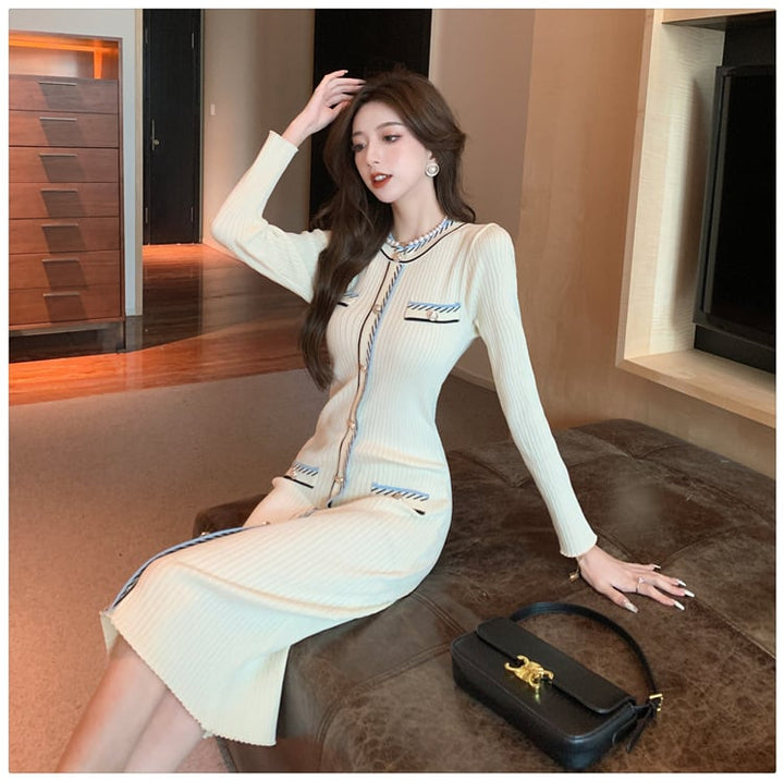 【dress】目立つ！エレガントニットワンピース　M17624