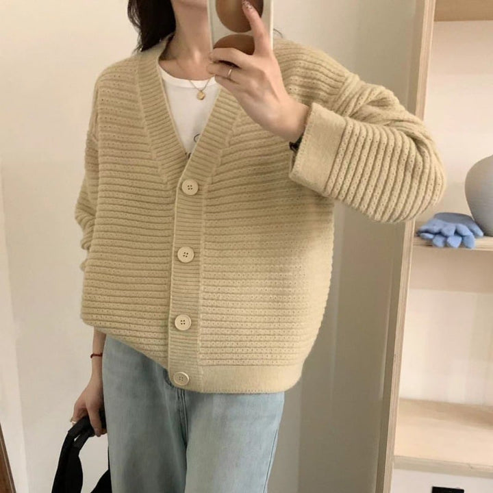 【outer】Vネックニットカーデ　M25863