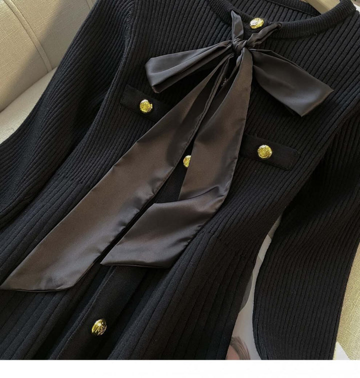 【dress】リボン付きニットワンピース　M18792