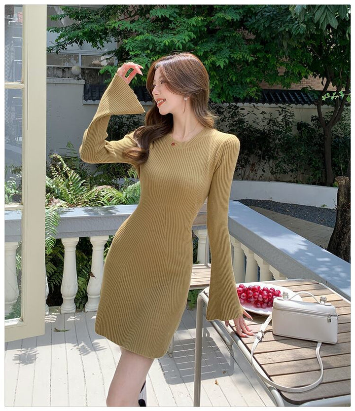 【dress】フレアスリーブニットワンピース　M28209