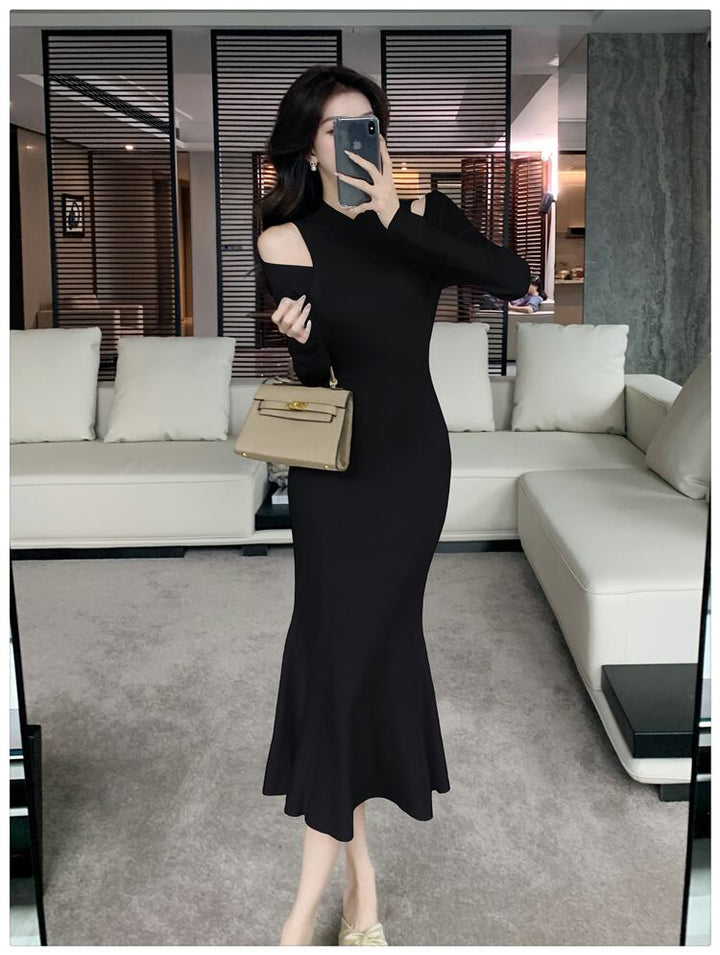 【dress】オフショルダーニットワンピース　M28025