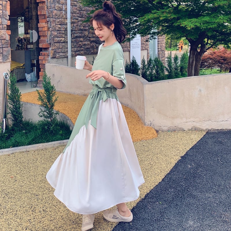 【dress】人気上昇中ファッション切り替えTシャツワンピース　M16990