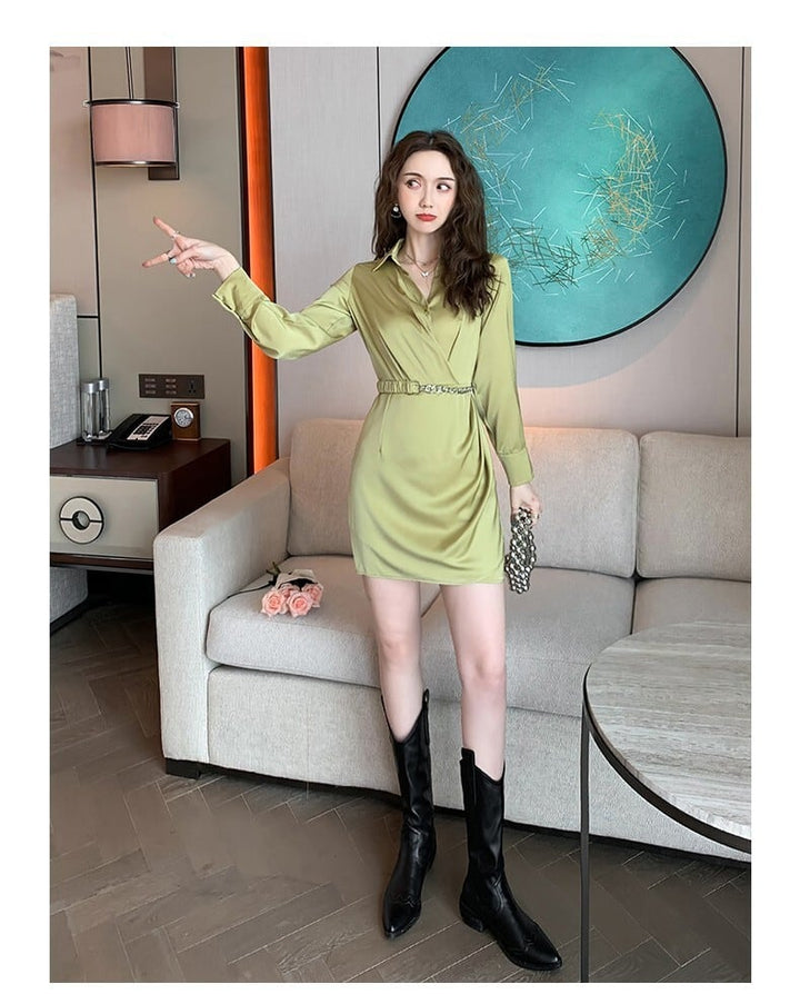 【dress】流行に流されないシャツワンピース着瘦せ　M17099
