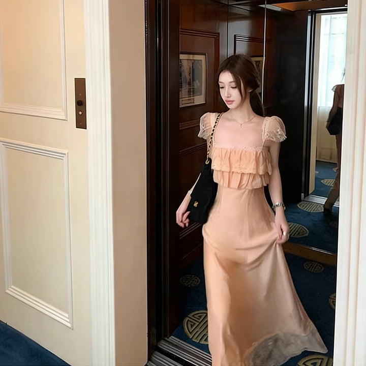 【dress】レースドッキングキャミワンピース Q8033