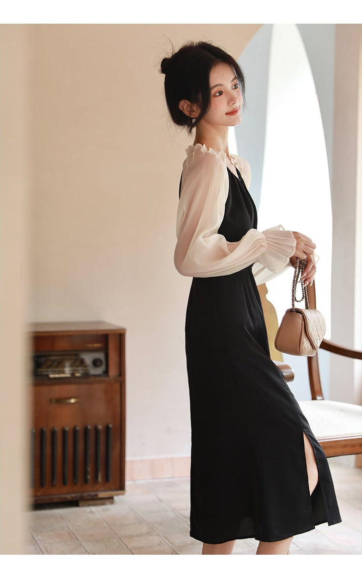 【dress】おしゃれ大人気切り替えデートワンピース着瘦せ　M17082