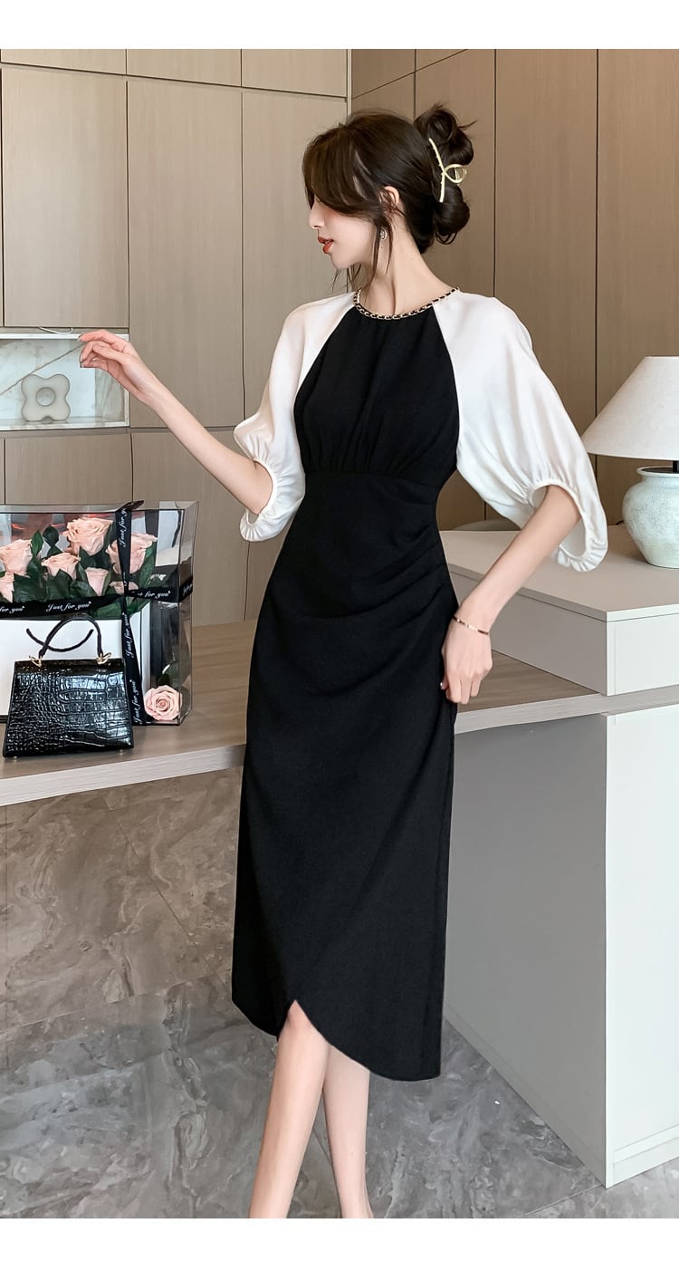 【dress】高級感 エレガント切り替えデートワンピース　M17499