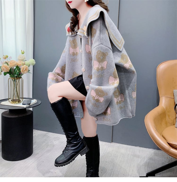 【outer】カートゥーンニットカーデ　M26470