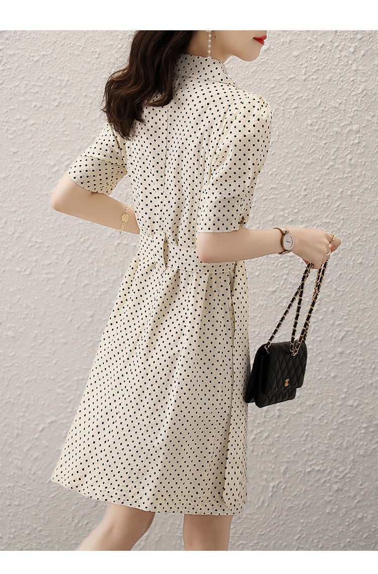 【dress】高級感 エレガントオシャレドット柄ワンピース　M16819
