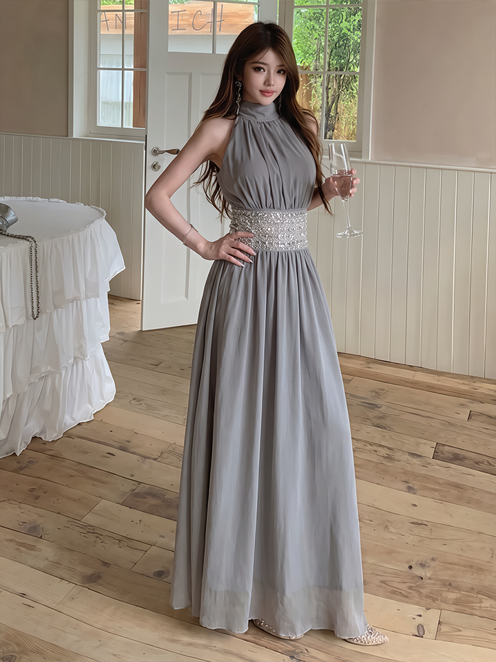 【dress】ノースリーブレースドッキングドワンピース Q8635