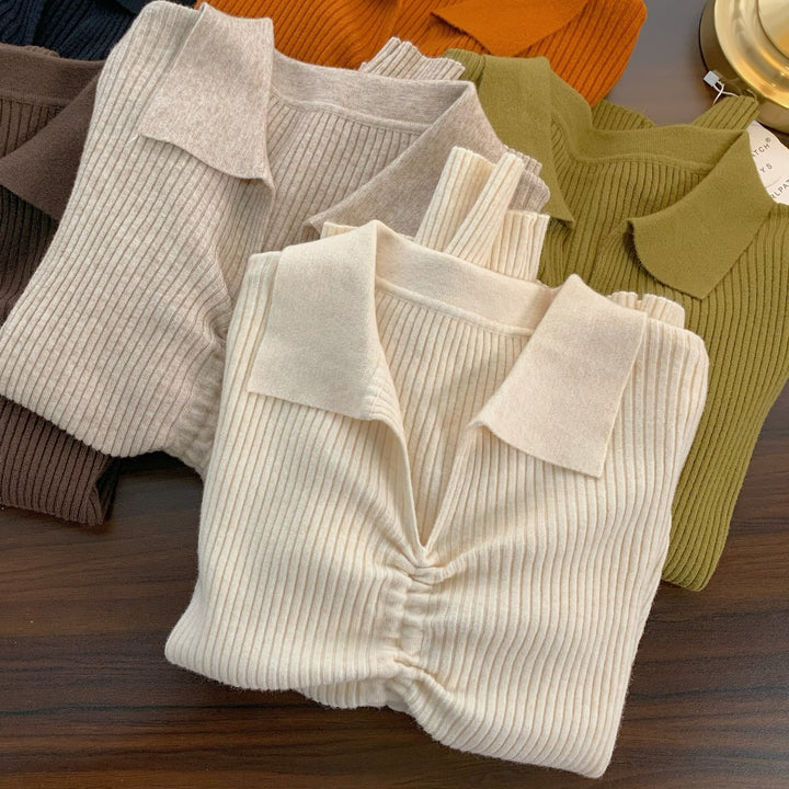 【tops】無地ニットトップス　M26480