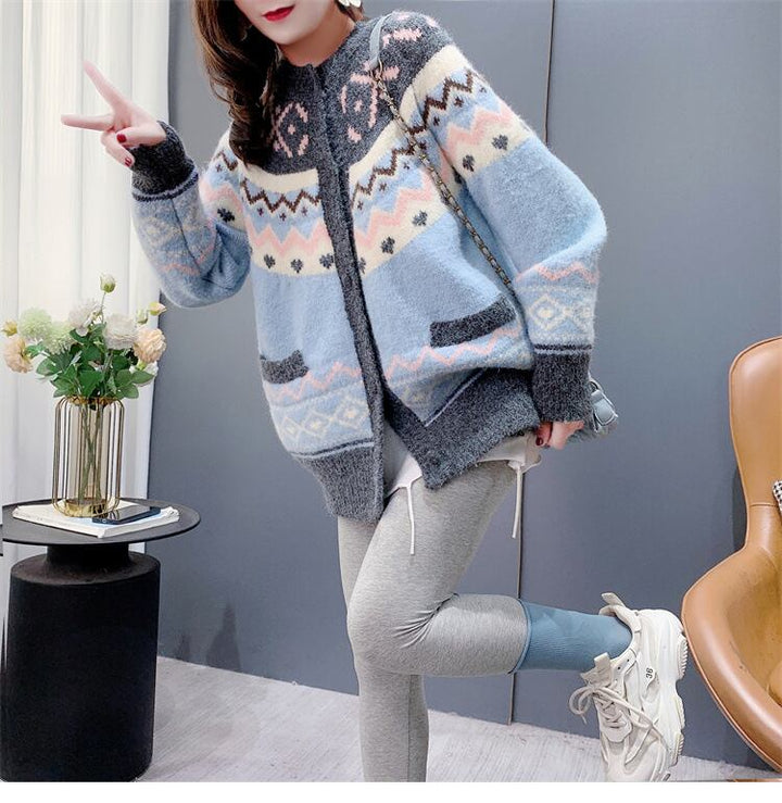 【outer】ジャカードニットカーデ　M27643