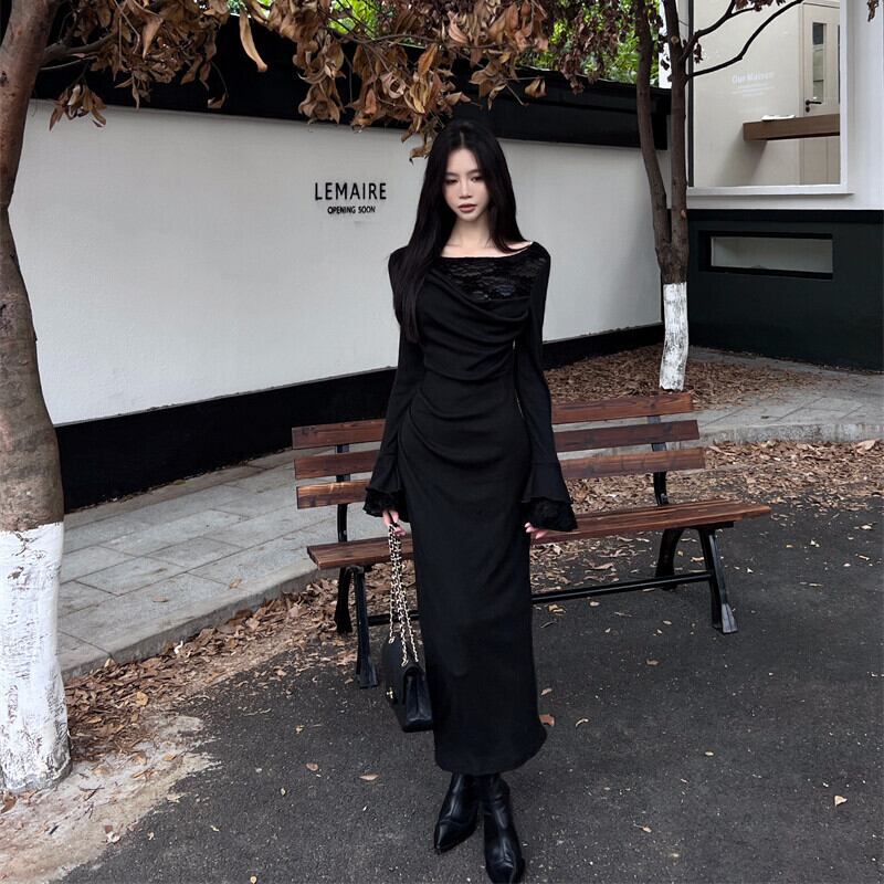 【dress】レース切り替えワンピース　M27846
