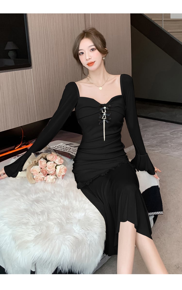【dress】スリットマーメイドワンピース　M18366
