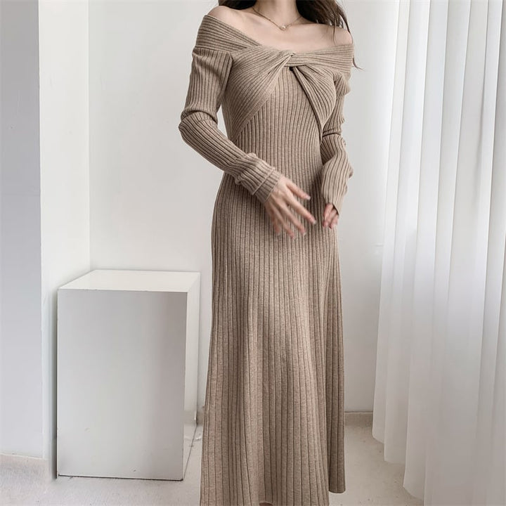 【dress】話題沸騰中 オシャレ無地ニットワンピース　M17589