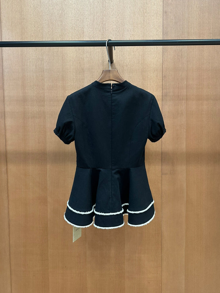 【dress】半袖ミニティアードワンピース Q9032