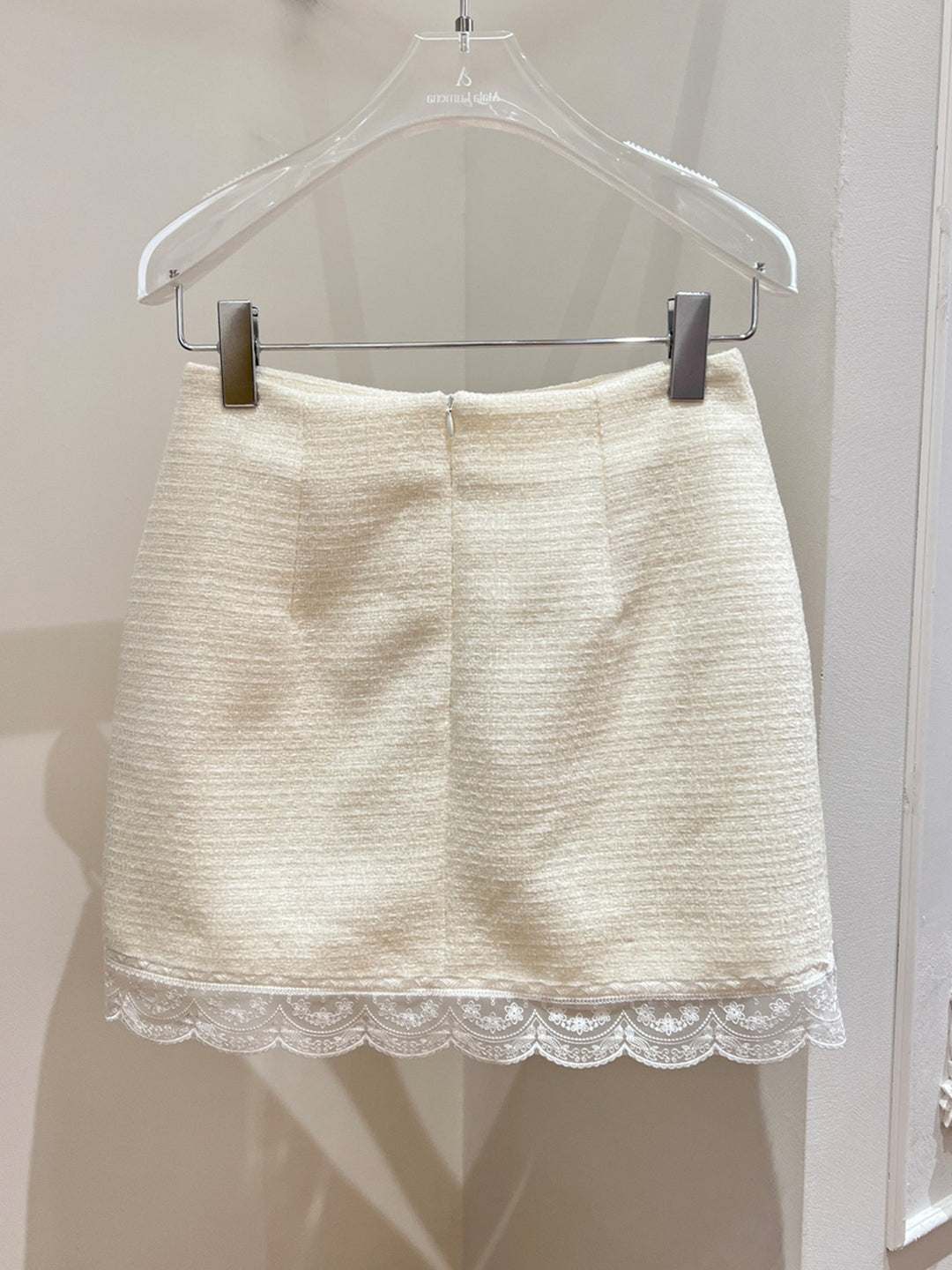 【bottoms】リボン付きレースドッキングミニスカート Q9096