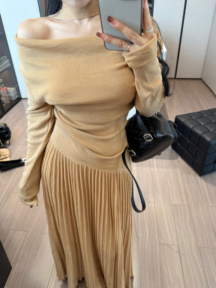 【tops】スカーフ付きニットトップス Q9217
