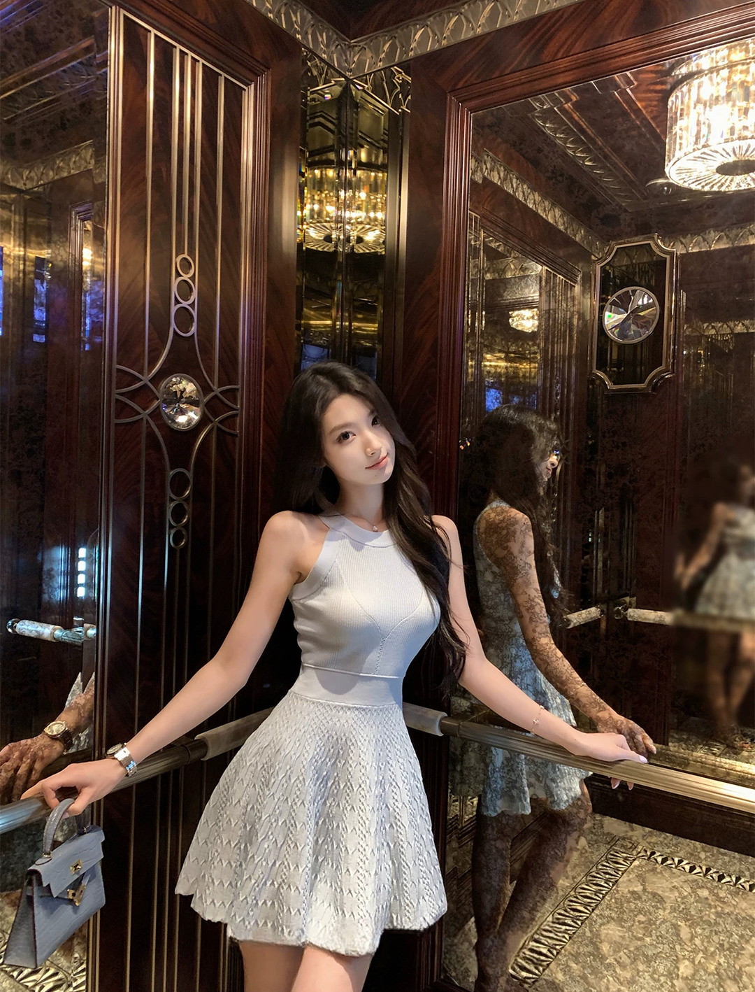 【dress】ホルターネックニットミニワンピース Q8545