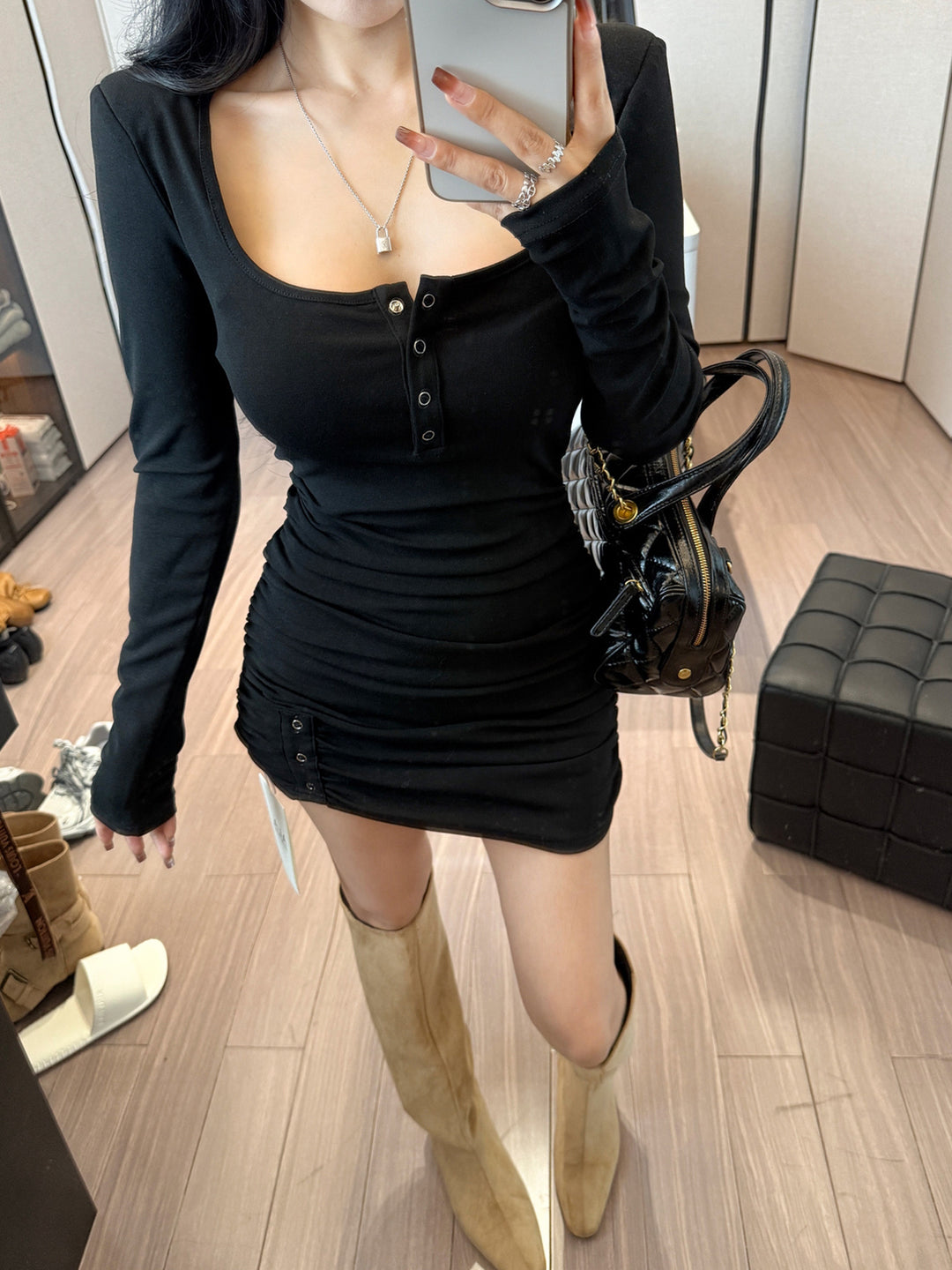 【dress】スクエアネックミニワンピース Q9209
