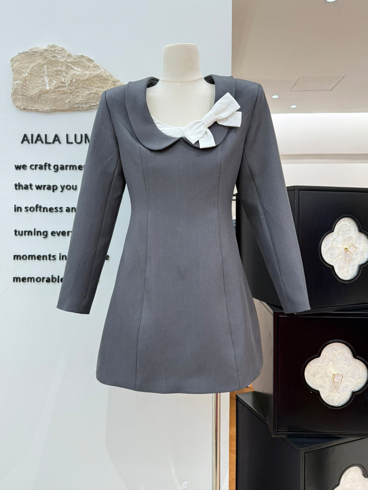 【dress】リボン付きピーターパンカラーワンピース Q8980
