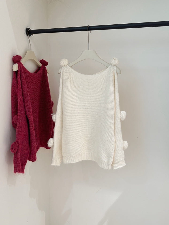 【tops】立体フラワー付きニットトップス Q9260