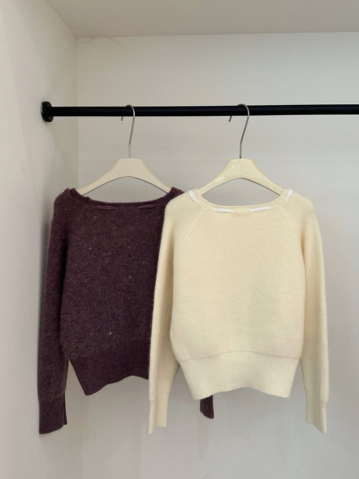 【tops】ビッグリボン付きニットトップス Q9243