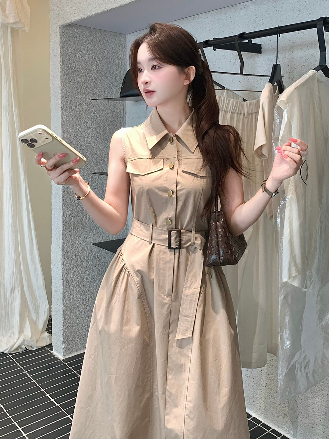 【dress】ノースリーブAラインワンピース Q8655