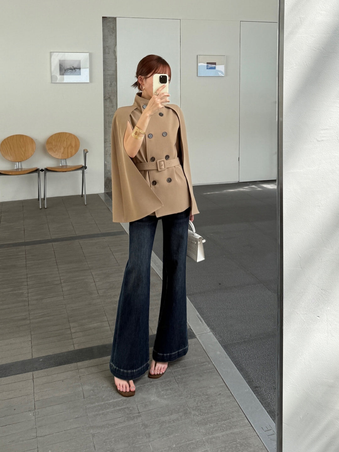 【outer】2色展開ケープコート Q8986