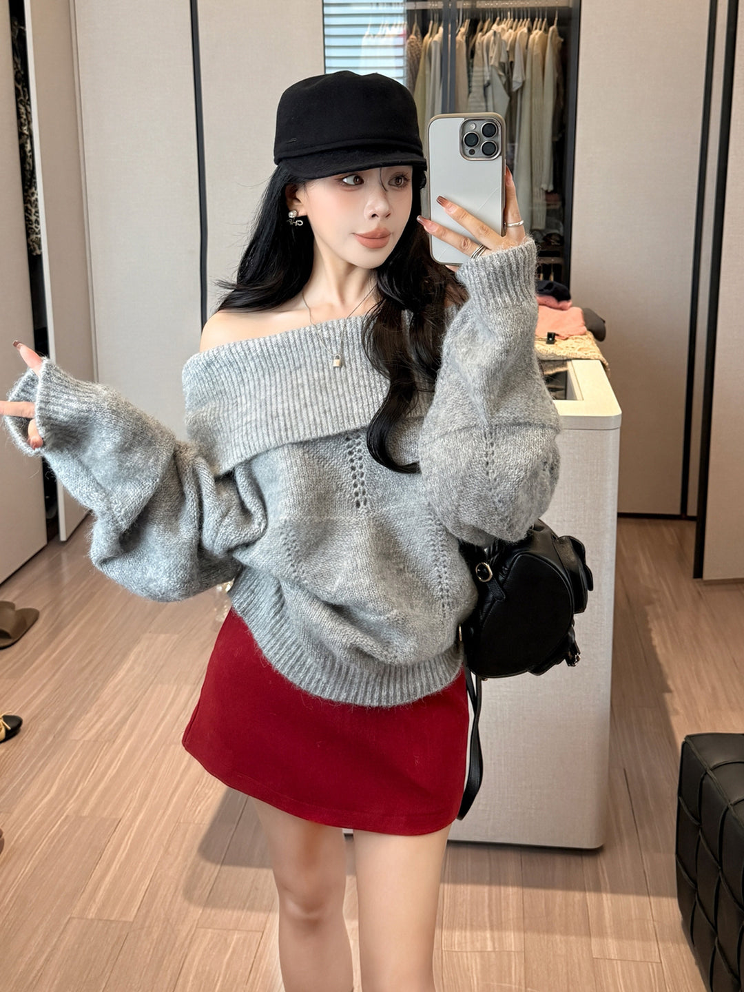 【tops】オフショルダーニットトップス Q9203