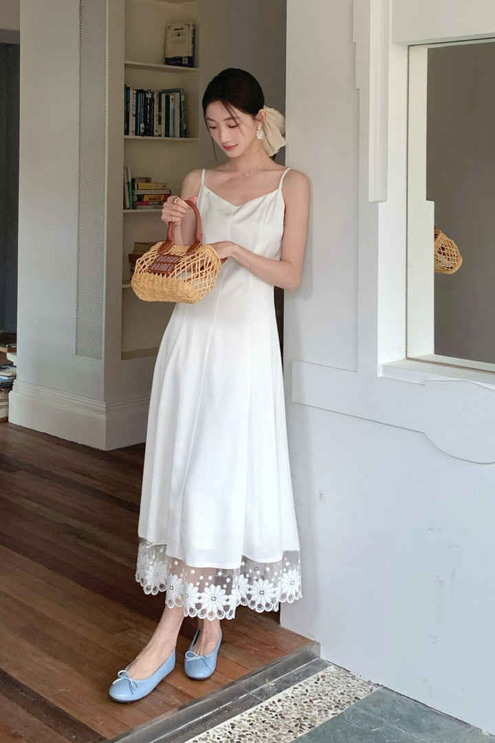 【dress】レースドッキングロングキャミワンピース Q8680