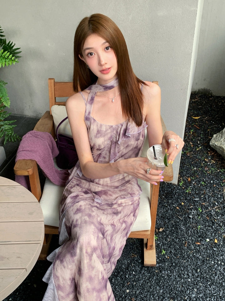 【dress】スカーフ付きロングキャミワンピース Q8999