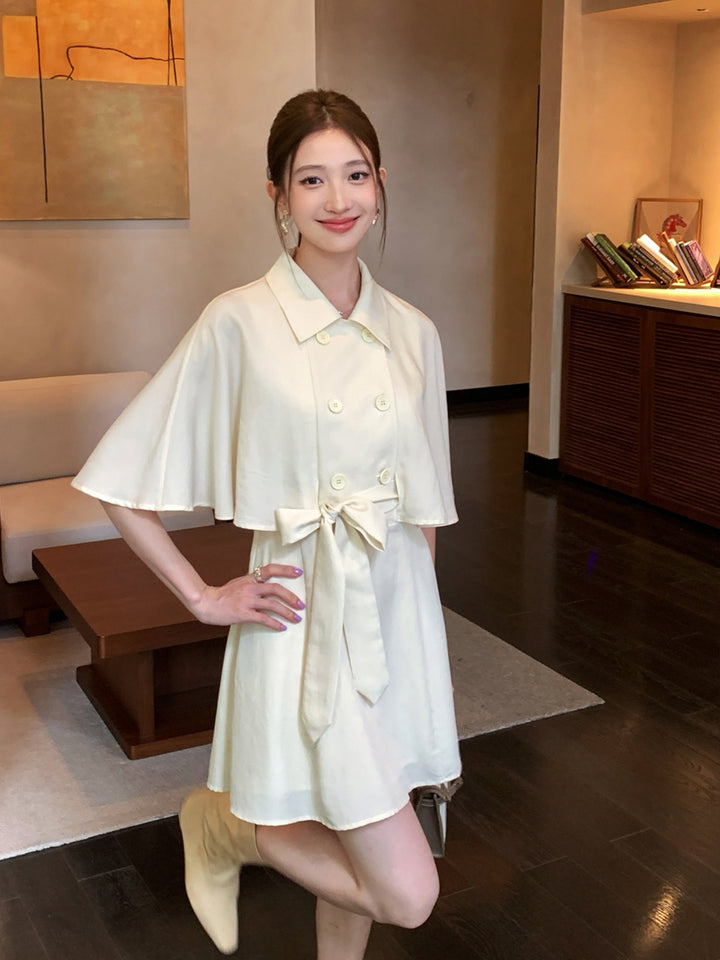 【dress】半袖ケープワンピース Q8963