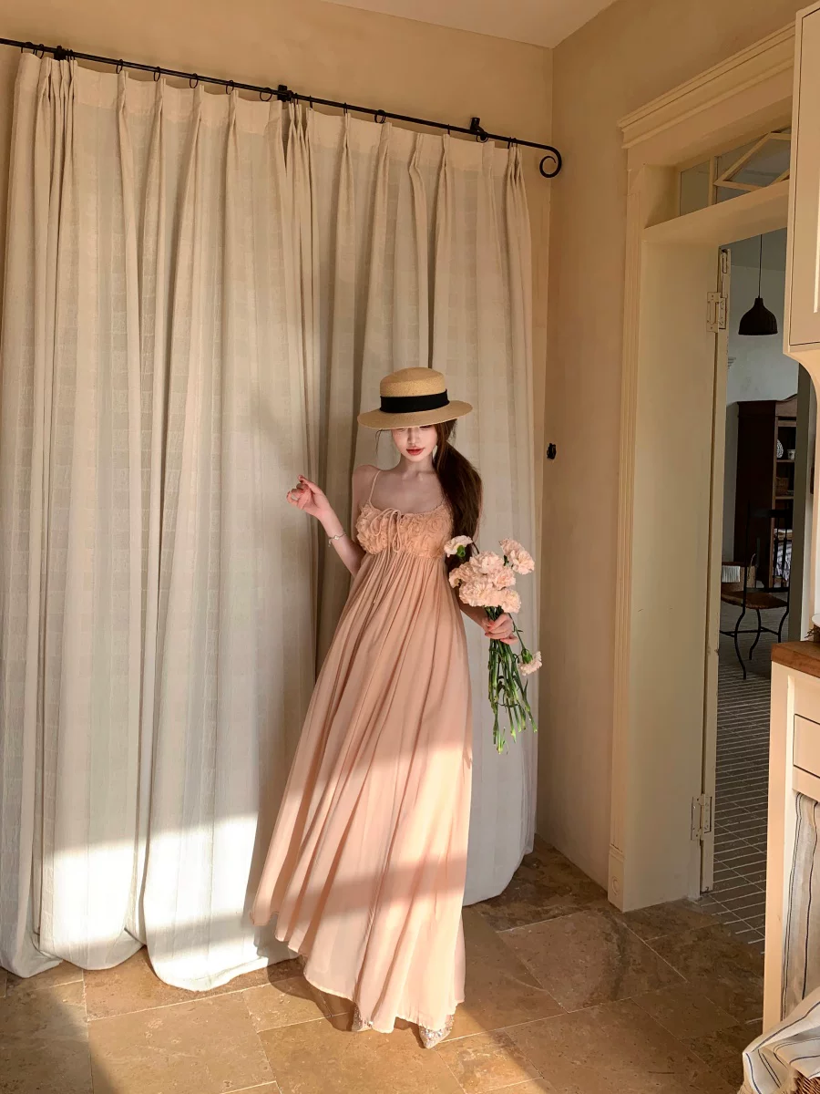 【dress】立体感バラロングキャミワンピース Q8559