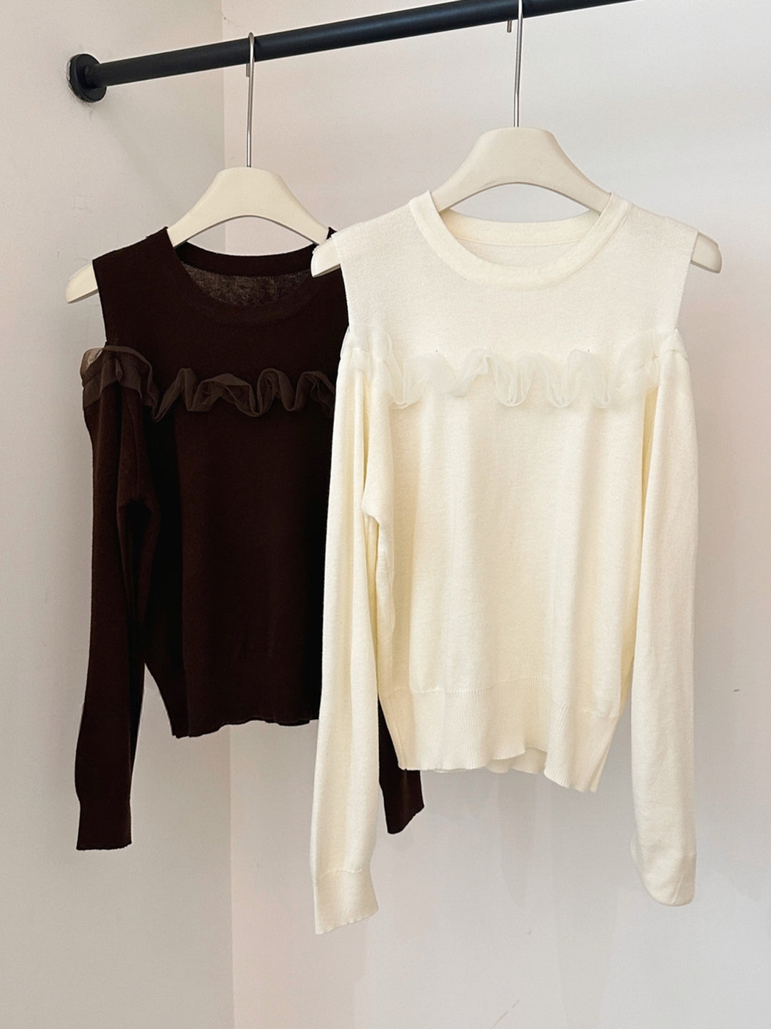 【tops】オープンショルダーニットトップス Q9061
